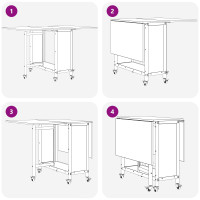 Produktbild för Hopfällbart matbord med hjul 130 x 80 x 76,5 cm Konstruerat trä