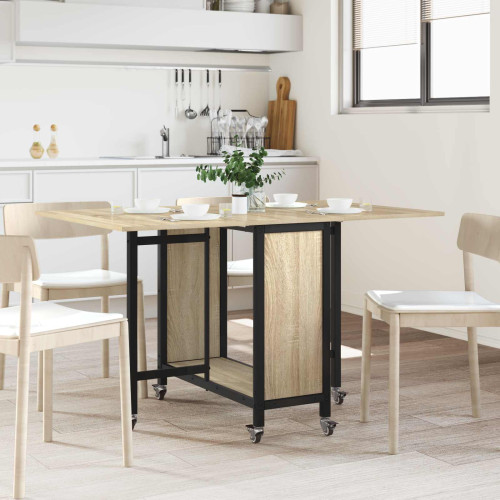 vidaXL Hopfällbart matbord med hjul 130 x 80 x 76,5 cm stål PB