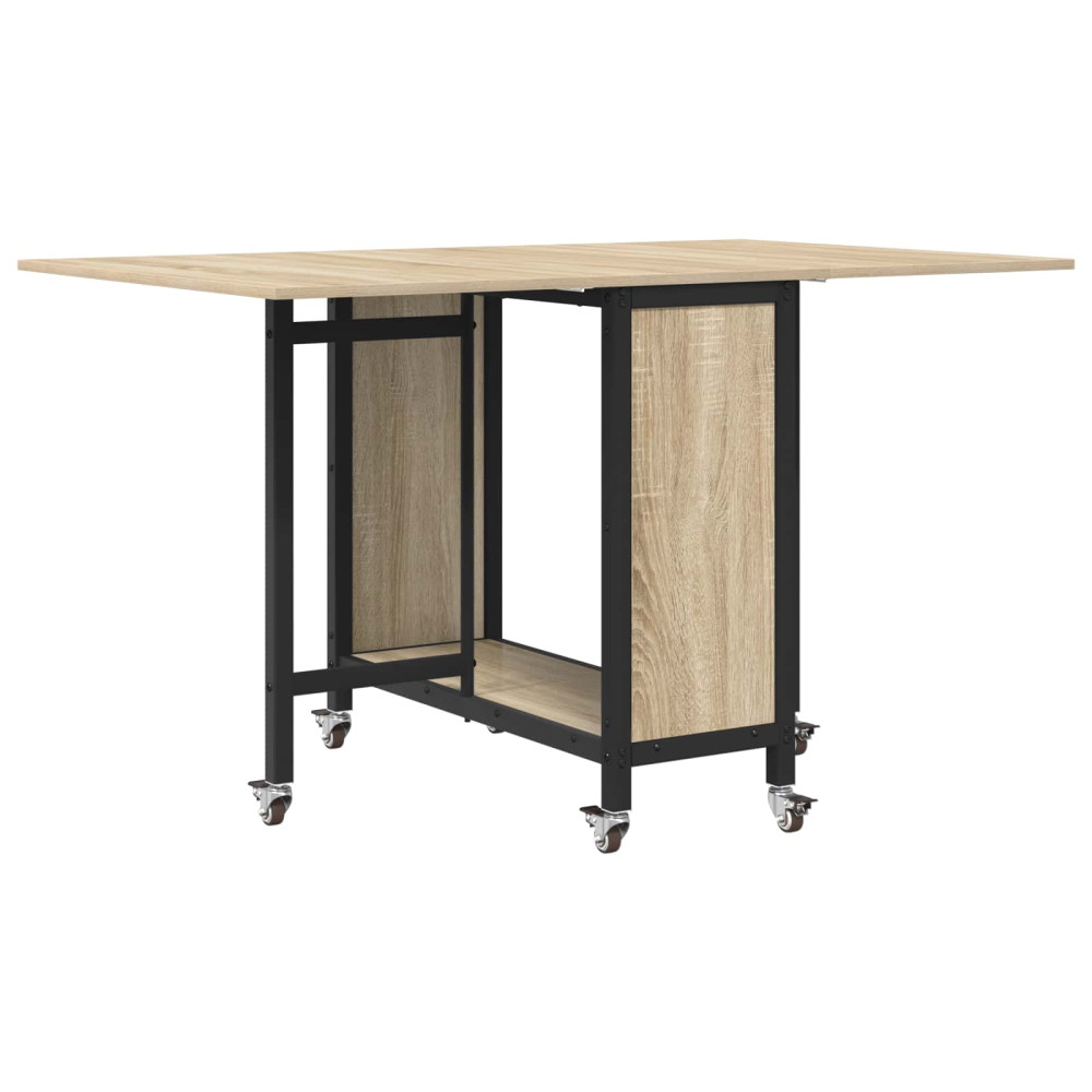 Produktbild för Hopfällbart matbord med hjul 130 x 80 x 76,5 cm stål PB