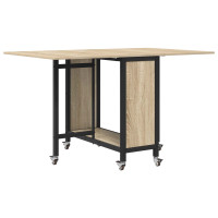 Produktbild för Hopfällbart matbord med hjul 130 x 80 x 76,5 cm stål PB