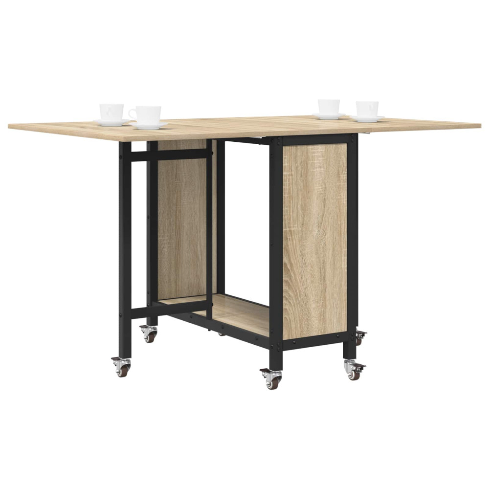 Produktbild för Hopfällbart matbord med hjul 130 x 80 x 76,5 cm stål PB