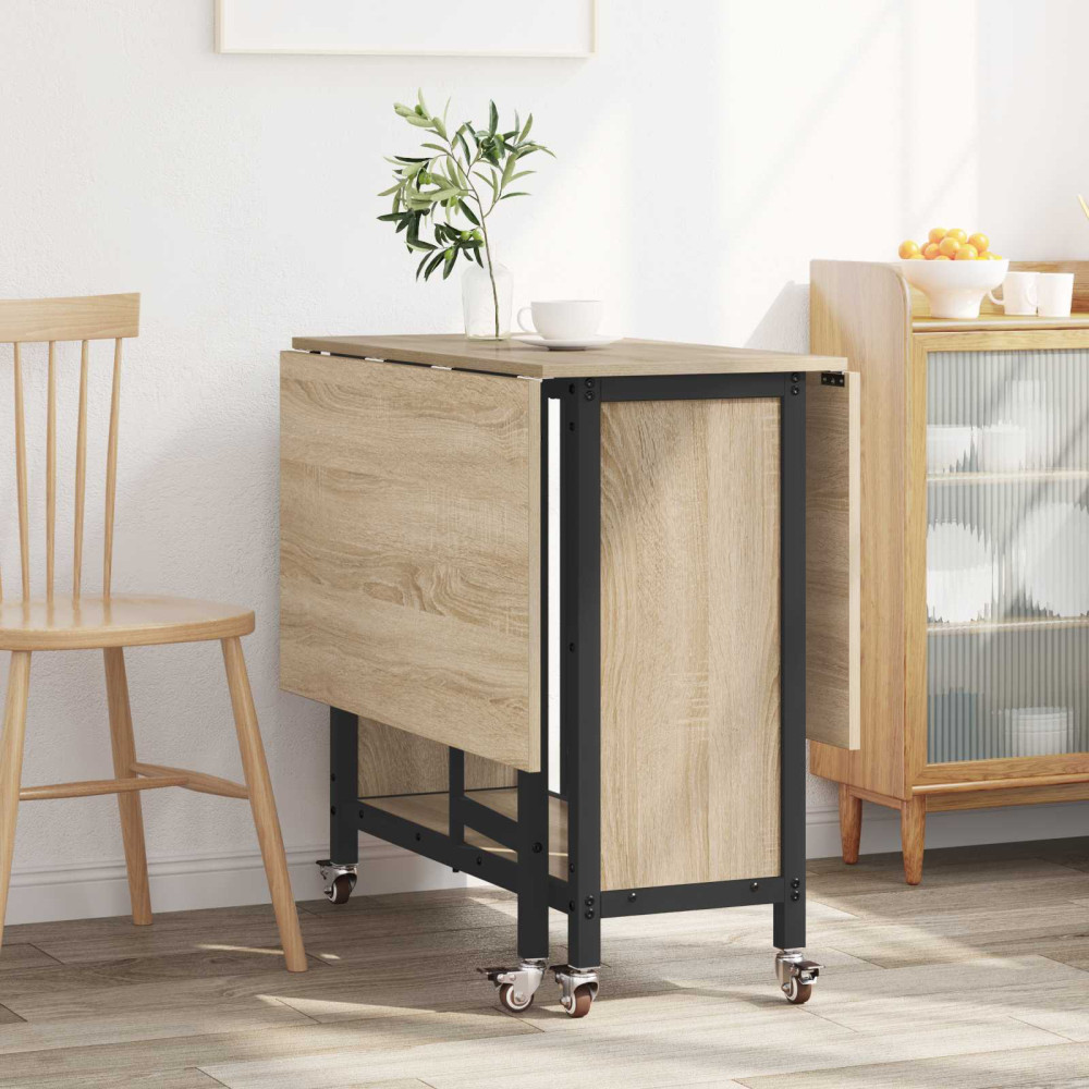 Produktbild för Hopfällbart matbord med hjul 130 x 80 x 76,5 cm stål PB