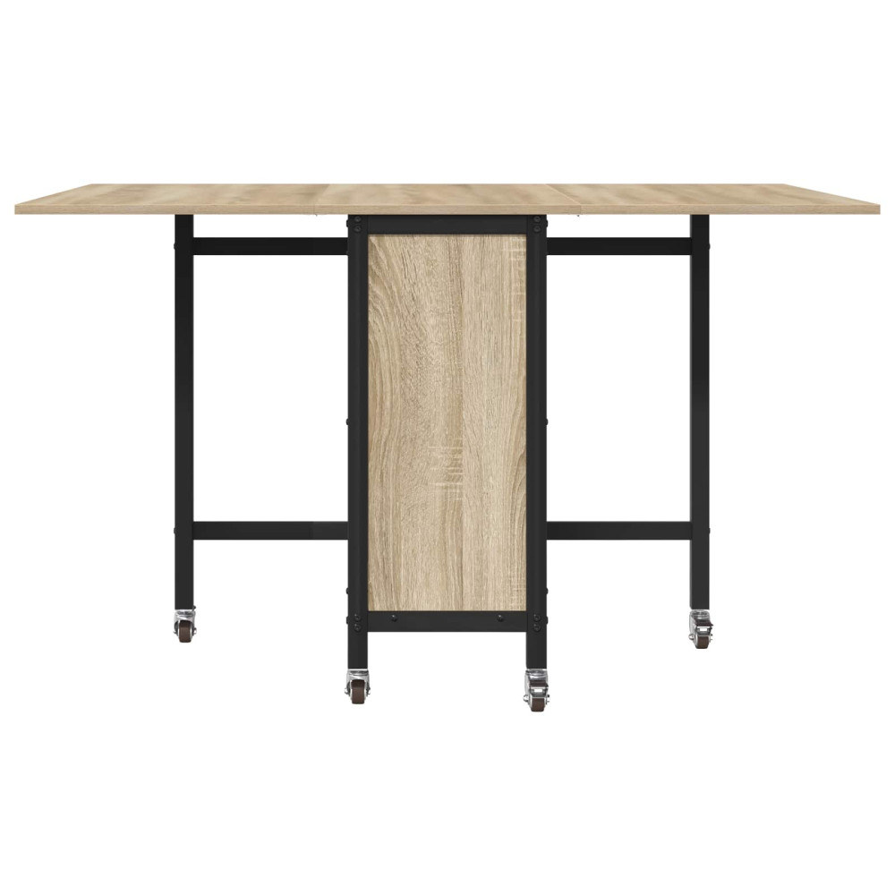 Produktbild för Hopfällbart matbord med hjul 130 x 80 x 76,5 cm stål PB
