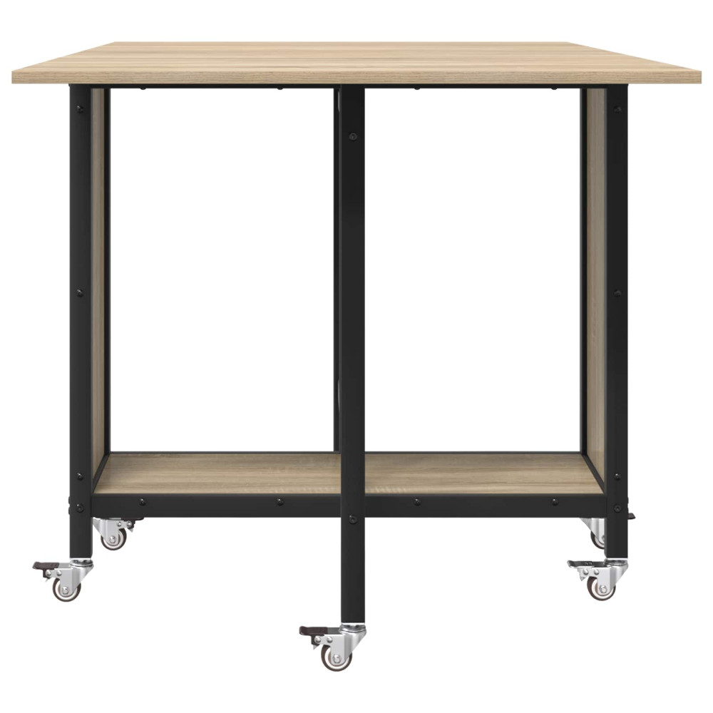 Produktbild för Hopfällbart matbord med hjul 130 x 80 x 76,5 cm stål PB