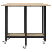 Produktbild för Hopfällbart matbord med hjul 130 x 80 x 76,5 cm stål PB