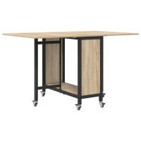 Produktbild för Hopfällbart matbord med hjul 130 x 80 x 76,5 cm stål PB