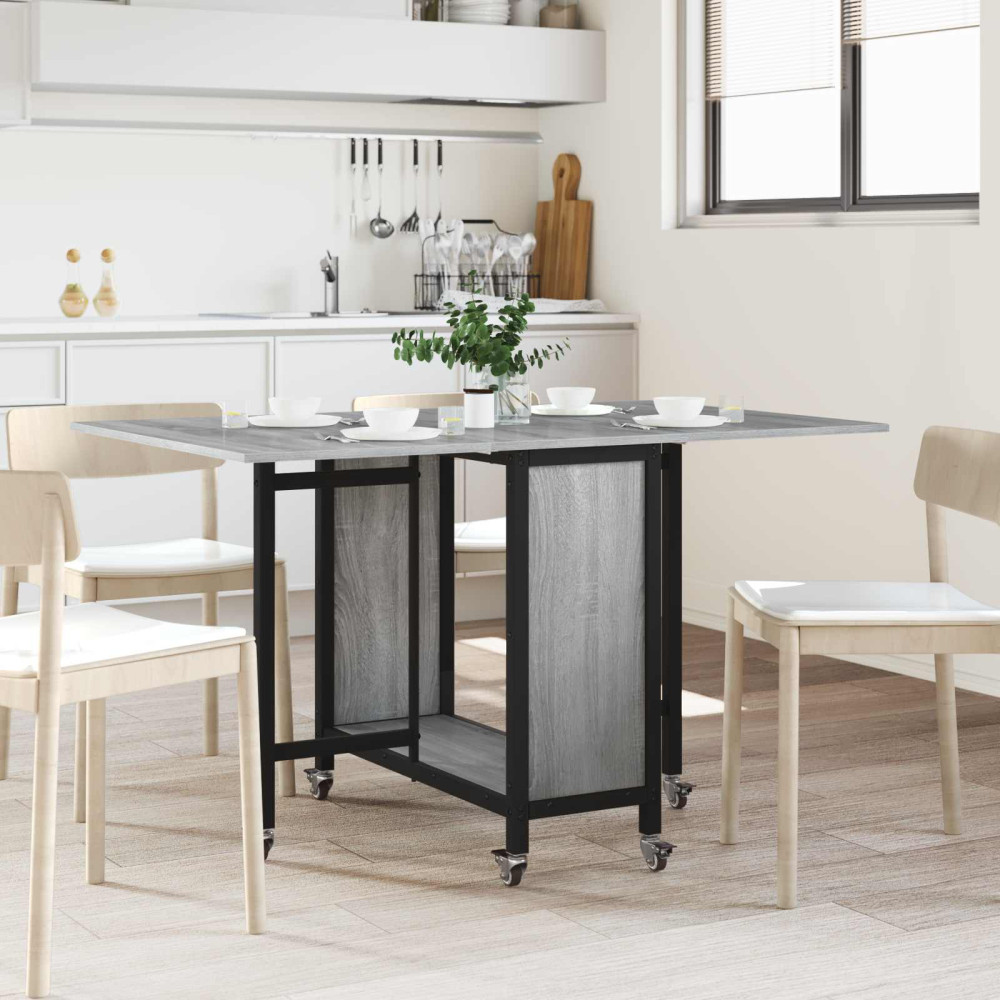 Produktbild för Hopfällbart matbord med hjul 130 x 80 x 76,5 cm stål PB