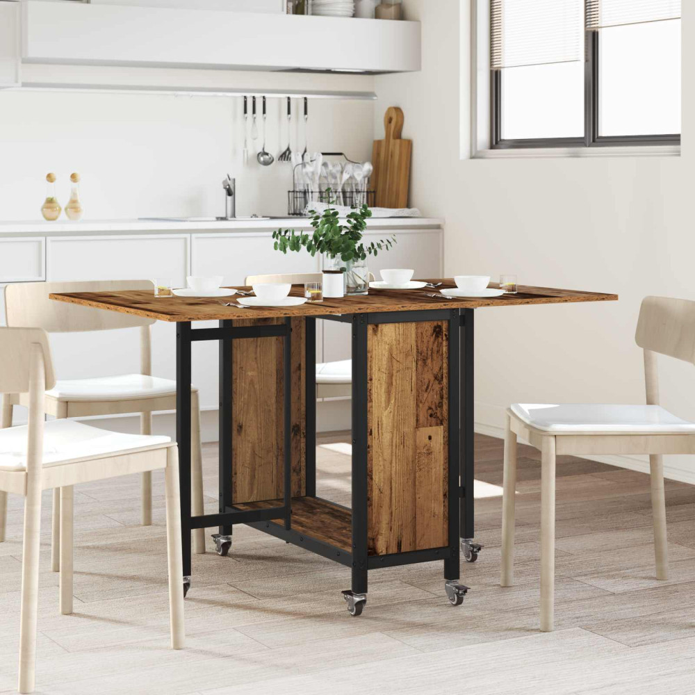 Produktbild för Hopfällbart matbord med hjul 130 x 80 x 76,5 cm stål PB