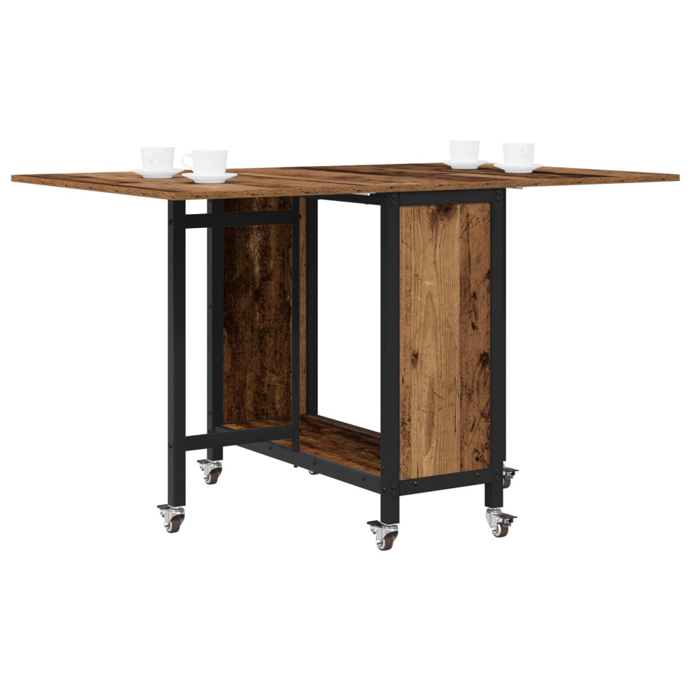Produktbild för Hopfällbart matbord med hjul 130 x 80 x 76,5 cm stål PB