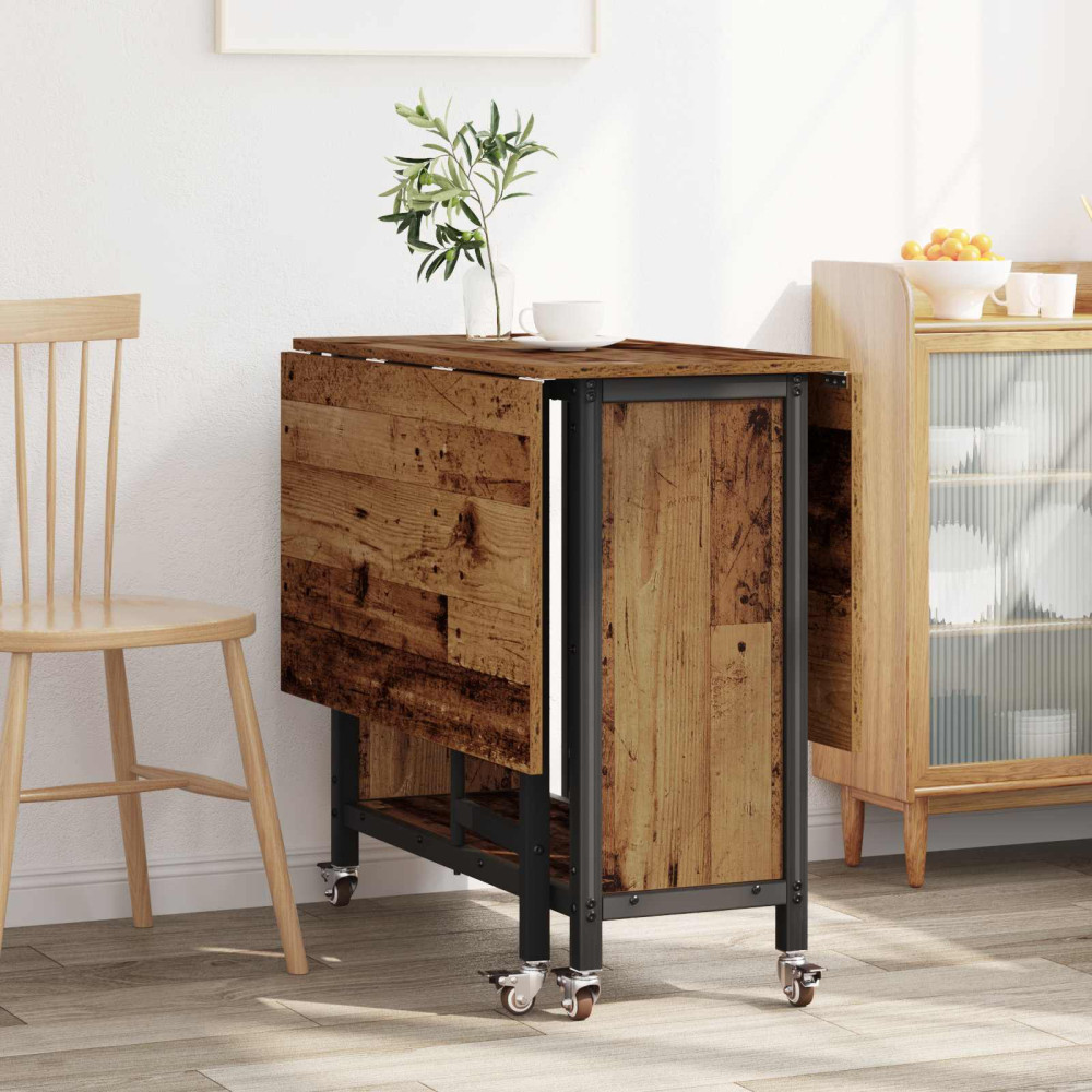 Produktbild för Hopfällbart matbord med hjul 130 x 80 x 76,5 cm stål PB