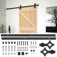 Produktbild för Skjutdörr Naturlig och svart 80 x 210 cm Massiv furu