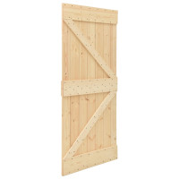 Produktbild för Skjutdörr Naturlig och svart 80 x 210 cm Massiv furu