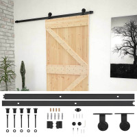 Produktbild för Skjutdörr Naturlig och svart 90 x 210 cm Massiv furu