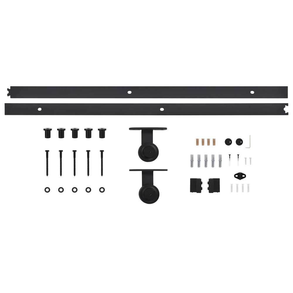 Produktbild för Skjutdörr Naturlig och svart 100 x 210 cm Massiv furu
