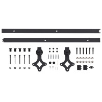 Produktbild för Skjutdörr 2 pcs Naturlig och svart Massiv furu