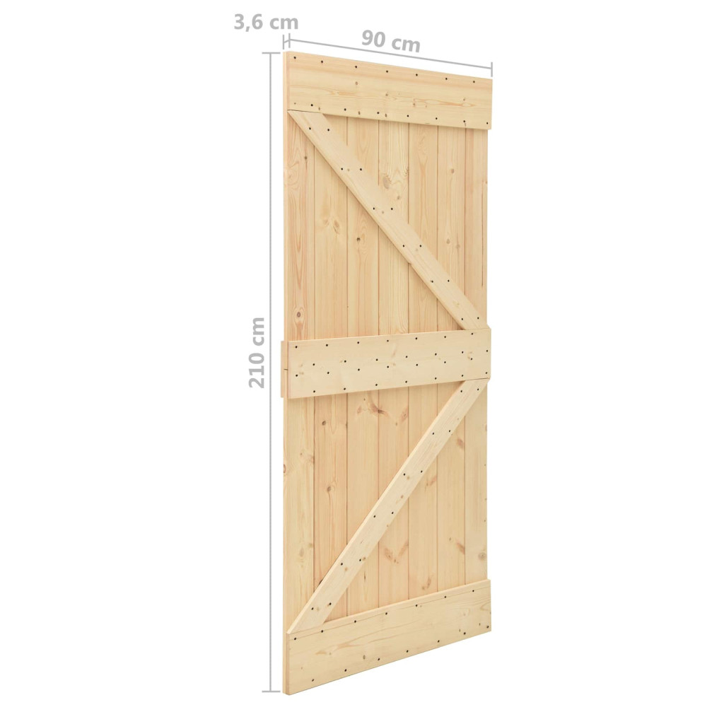 Produktbild för Skjutdörr 2 pcs Naturlig och svart Massiv furu