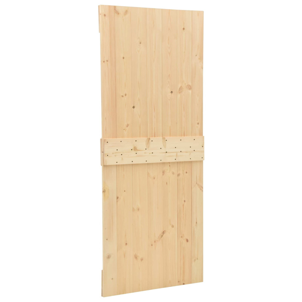 Produktbild för Skjutdörr 2 pcs Naturlig och svart Massiv furu