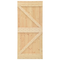 Produktbild för Skjutdörr 2 pcs Naturlig och svart Massiv furu