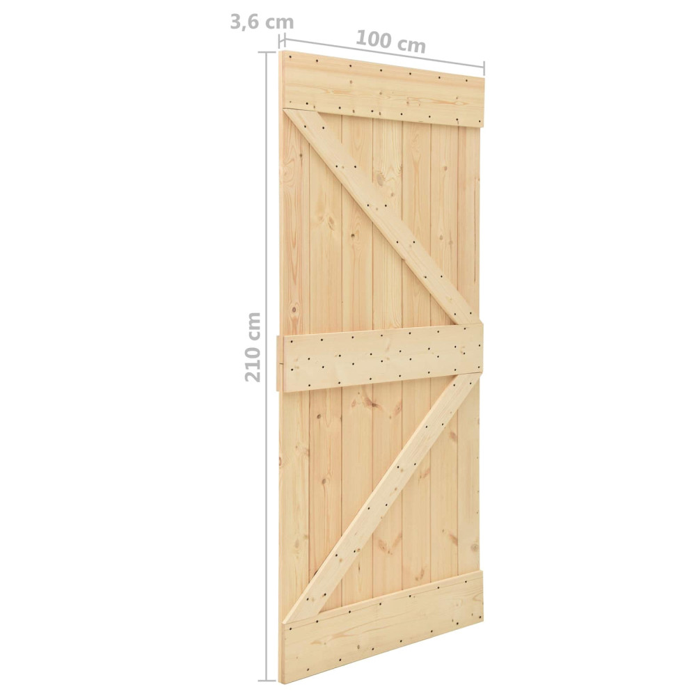 Produktbild för Skjutdörr 2 pcs Naturlig och svart Massiv furu