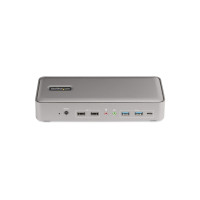 Produktbild för StarTech.com Dual-Laptop USB-C KVM Docking Station, Dual Monitor 4K 60Hz DisplayPort Dock, 5-Port USB Hub, GbE, 90W/45W Power Delivery to Two Laptops, Windows/Mac, 2-Host KVM Dock - dockningsstation - USB-C 3.2 Gen 2 - 2 x DP - 1GbE - TAA-kompatibel