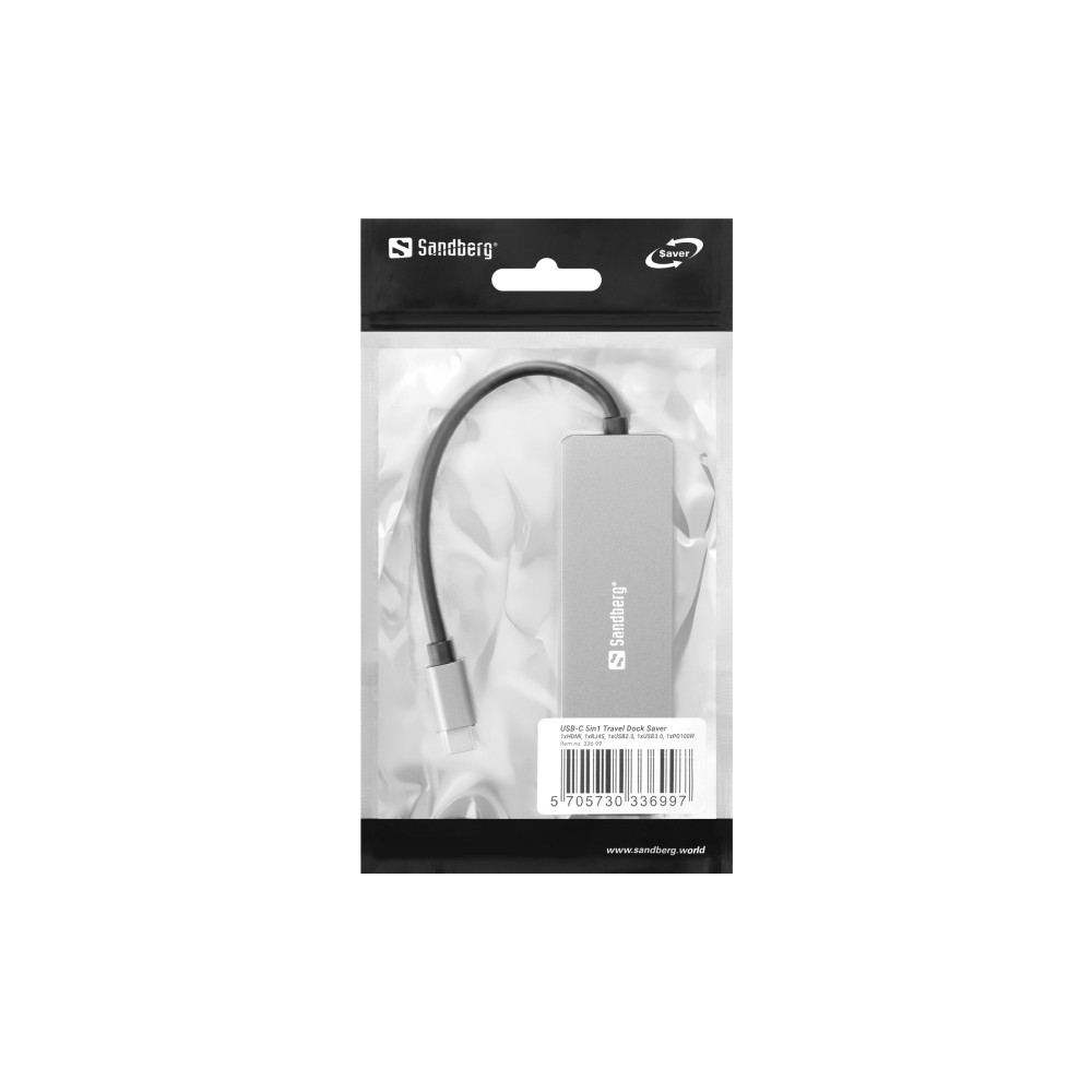 Produktbild för Sandberg - dockningsstation - USB-C - HDMI - 1GbE
