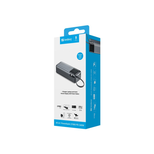Sandberg Sandberg All-in-1 - power bank - 240 watt - Li-pol - 27000 mAh - 97.2 Wh