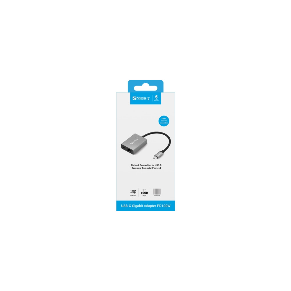 Produktbild för Sandberg - nätverksadapter - USB-C - Gigabit Ethernet