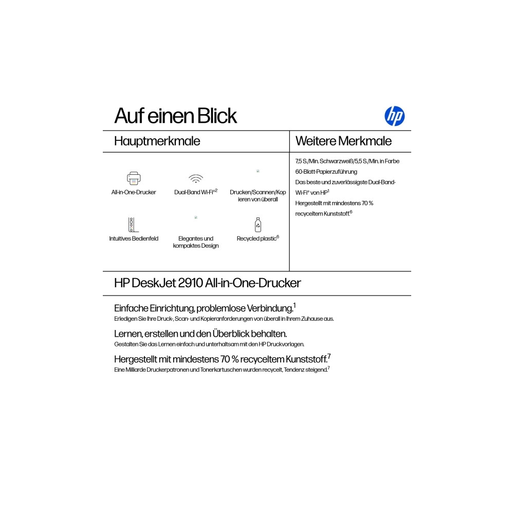 Produktbild för HP Deskjet 2910 All-in-One - multifunktionsskrivare - färg