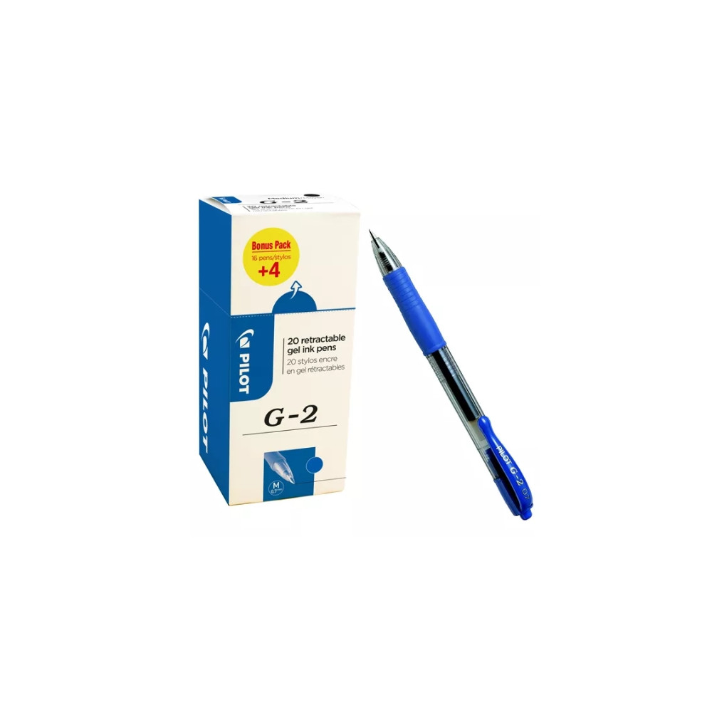 Produktbild för Gelpennor Pilot G-2 påfyllningsbara 0,7 mm medium blå – 20-p...
