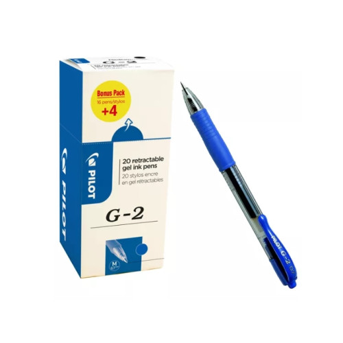 Pilot Pen Gelpennor Pilot G-2 påfyllningsbara 0,7 mm medium blå – 20-p...