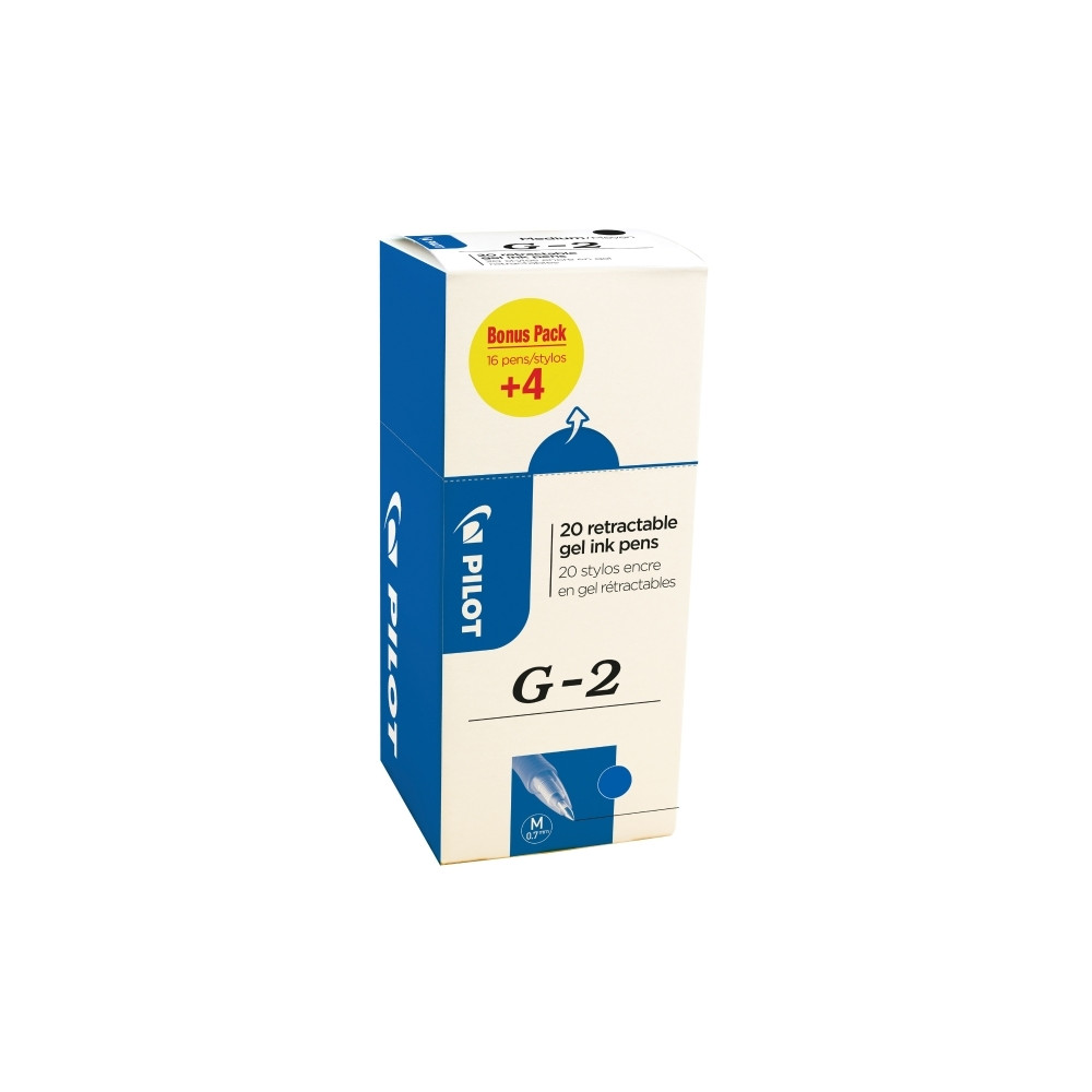 Produktbild för Gelpennor Pilot G-2 påfyllningsbara 0,7 mm medium blå – 20-p...