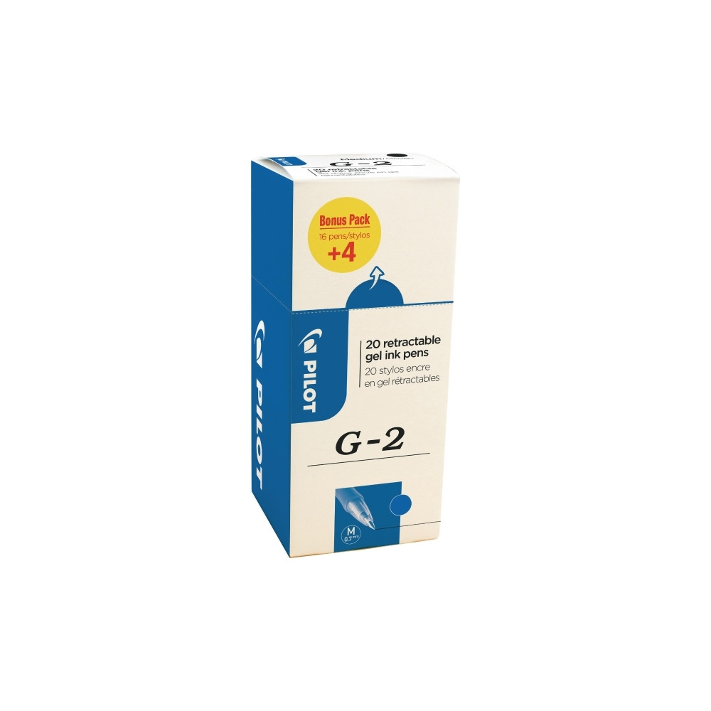 Produktbild för Gelpennor Pilot G-2 påfyllningsbara 0,7 mm medium blå – 20-p...