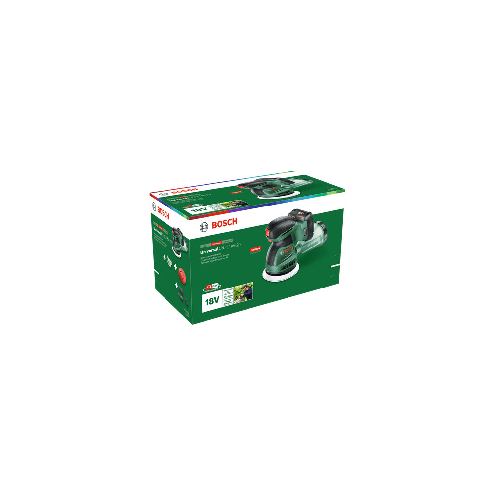 Produktbild för Bosch UniversalOrbit 18V-20, Rundslipmaskin, Svart, Grön, 10...