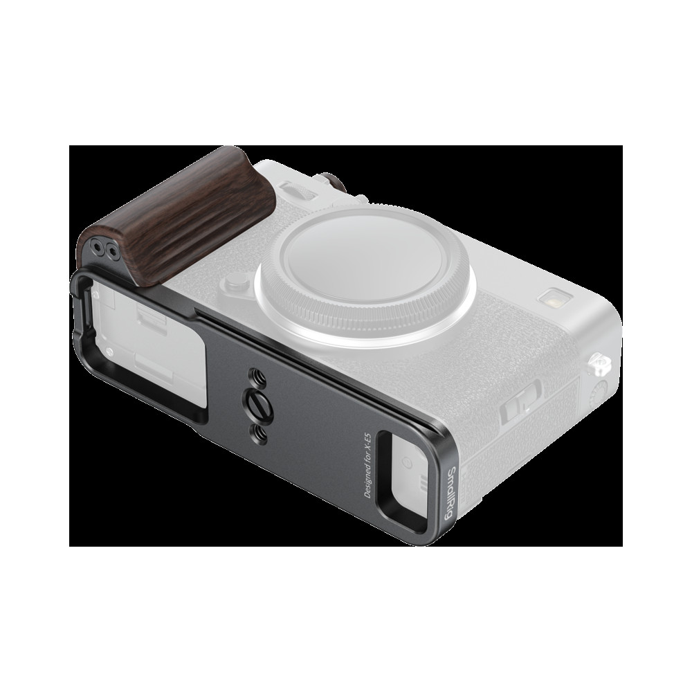 Produktbild för SmallRig 6237 L-Shaped Mount Plate with Wooden Handle for FUJIFILM X-E5 (Ebony, Black)