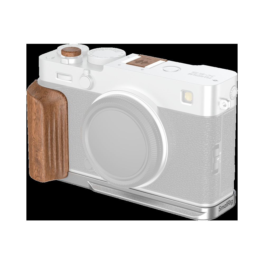 Produktbild för SmallRig 5984 L-Shaped Mount Plate with Wooden Handle for FUJIFILM X-E5 (Rosewood, Silver)