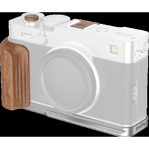 SMALLRIG SmallRig 5984 L-Shaped Mount Plate with Wooden Handle for FUJIFILM X-E5 (Rosewood, Silver)