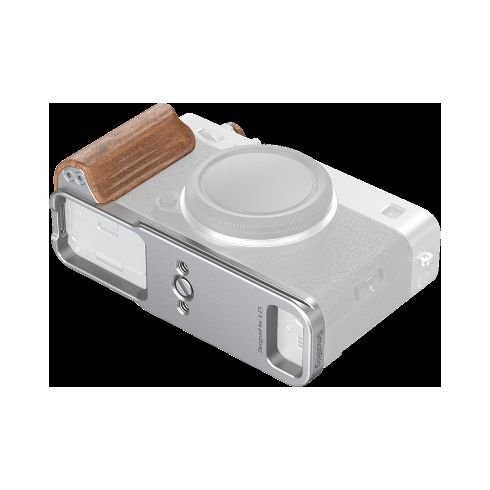 Produktbild för SmallRig 5984 L-Shaped Mount Plate with Wooden Handle for FUJIFILM X-E5 (Rosewood, Silver)