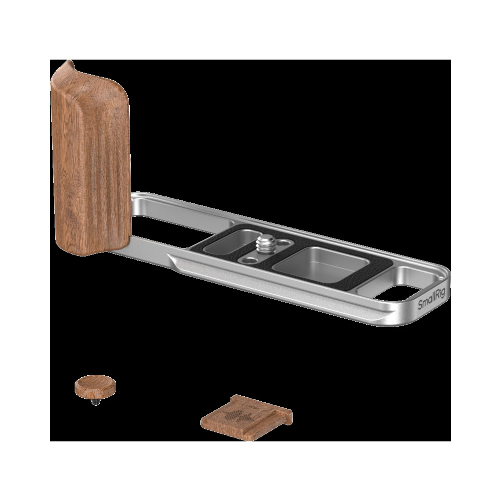 Produktbild för SmallRig 5984 L-Shaped Mount Plate with Wooden Handle for FUJIFILM X-E5 (Rosewood, Silver)