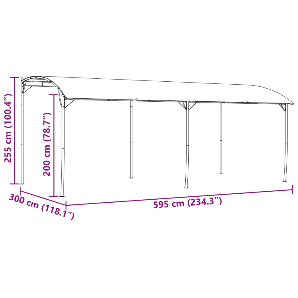 Produktbild för Paviljong 6 x 3 x 2,55 m Grön Pulverlackerat stål och tyg