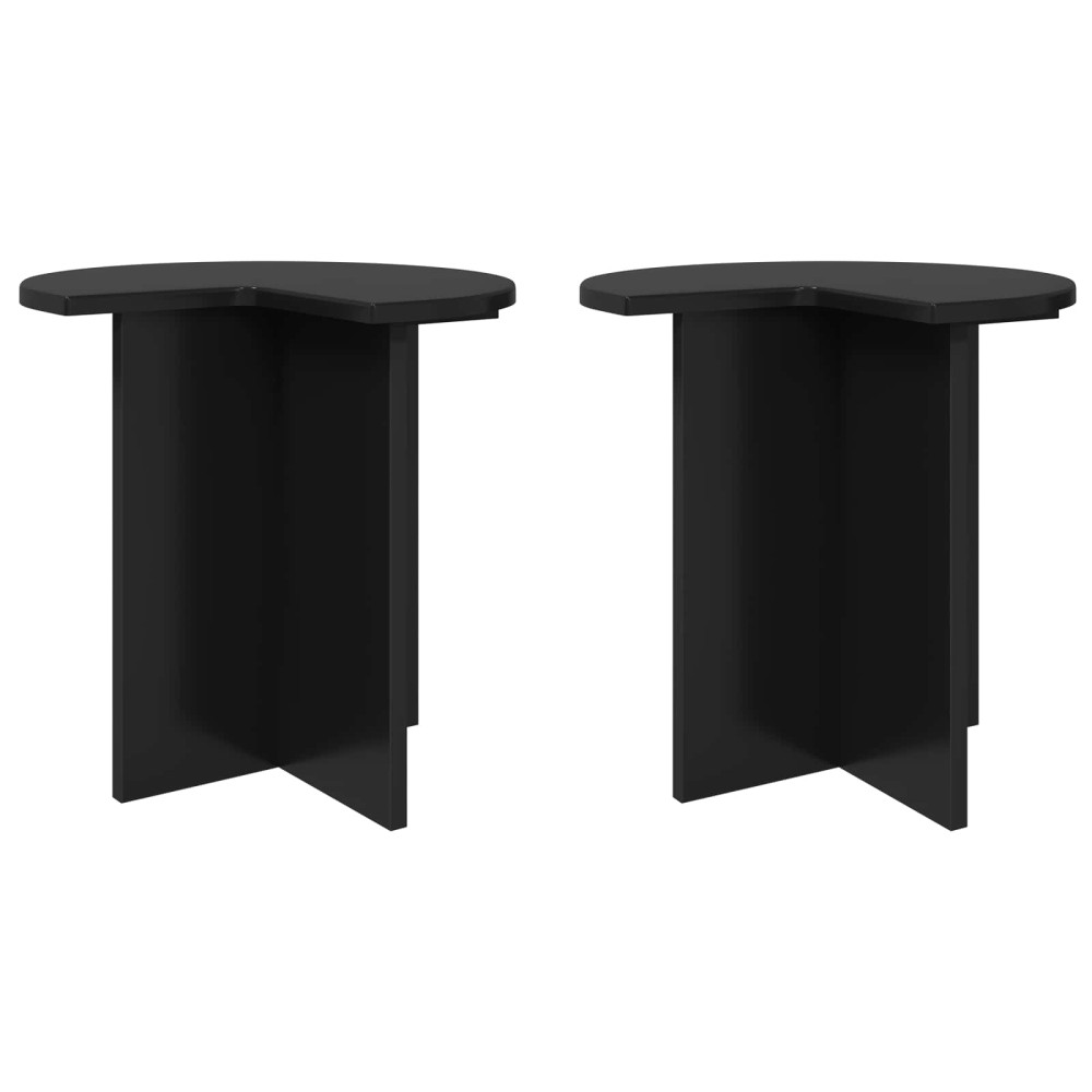 Produktbild för Sidobord 2 pcs Svart ek Ø 39 x 38 cm Konstruerat trä