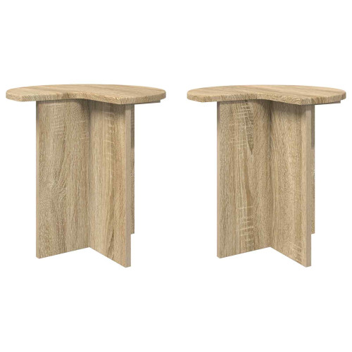 vidaXL Sidobord 2 pcs Sonoma-ek Ø 39 x 38 cm Konstruerat trä