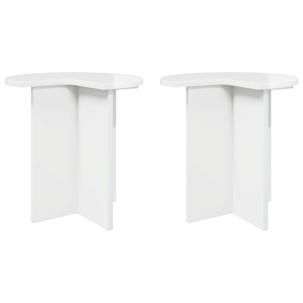 Produktbild för Sidobord 2 pcs Vit högglans Ø 39 x 38 cm Konstruerat trä