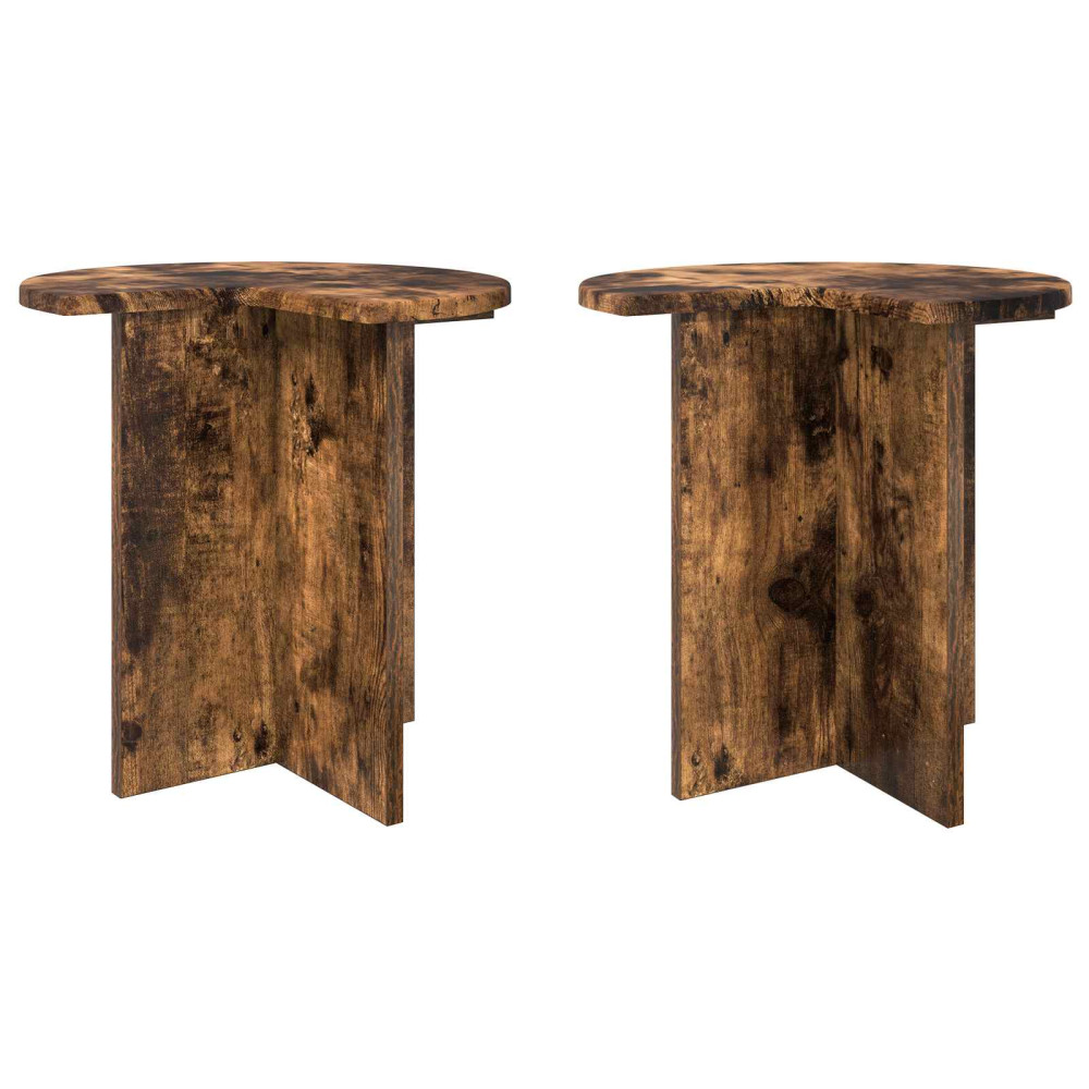 Produktbild för Sidobord med lagring 2 pcs Rökt ek Ø 39 x 38 cm Konstruerat trä