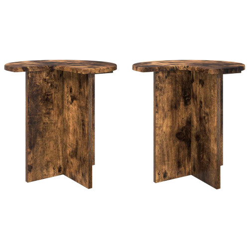 vidaXL Sidobord med lagring 2 pcs Rökt ek Ø 39 x 38 cm Konstruerat trä