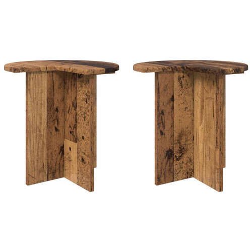 vidaXL Sidobord 2 pcs Gammalt trä Ø 39 x 38 cm Konstruerat trä