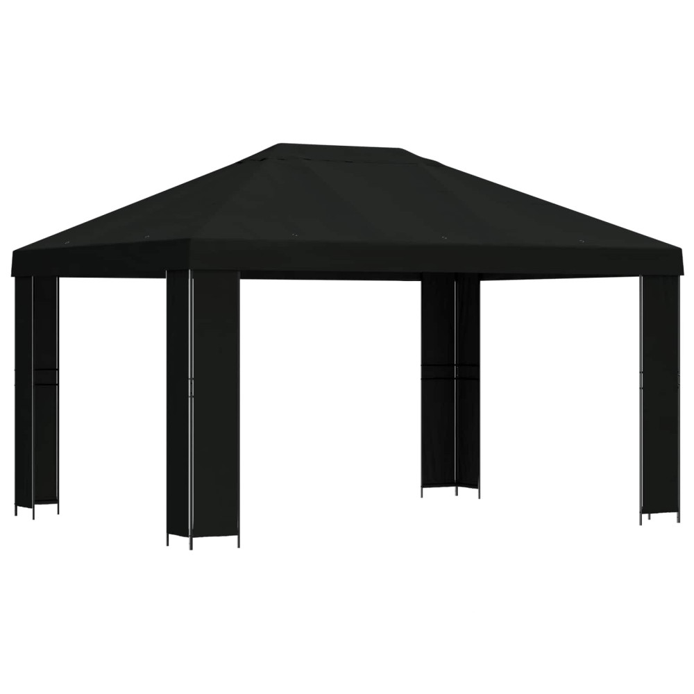 Produktbild för Paviljong 4 × 3 m Svart Polyester och Stål 190 gsm