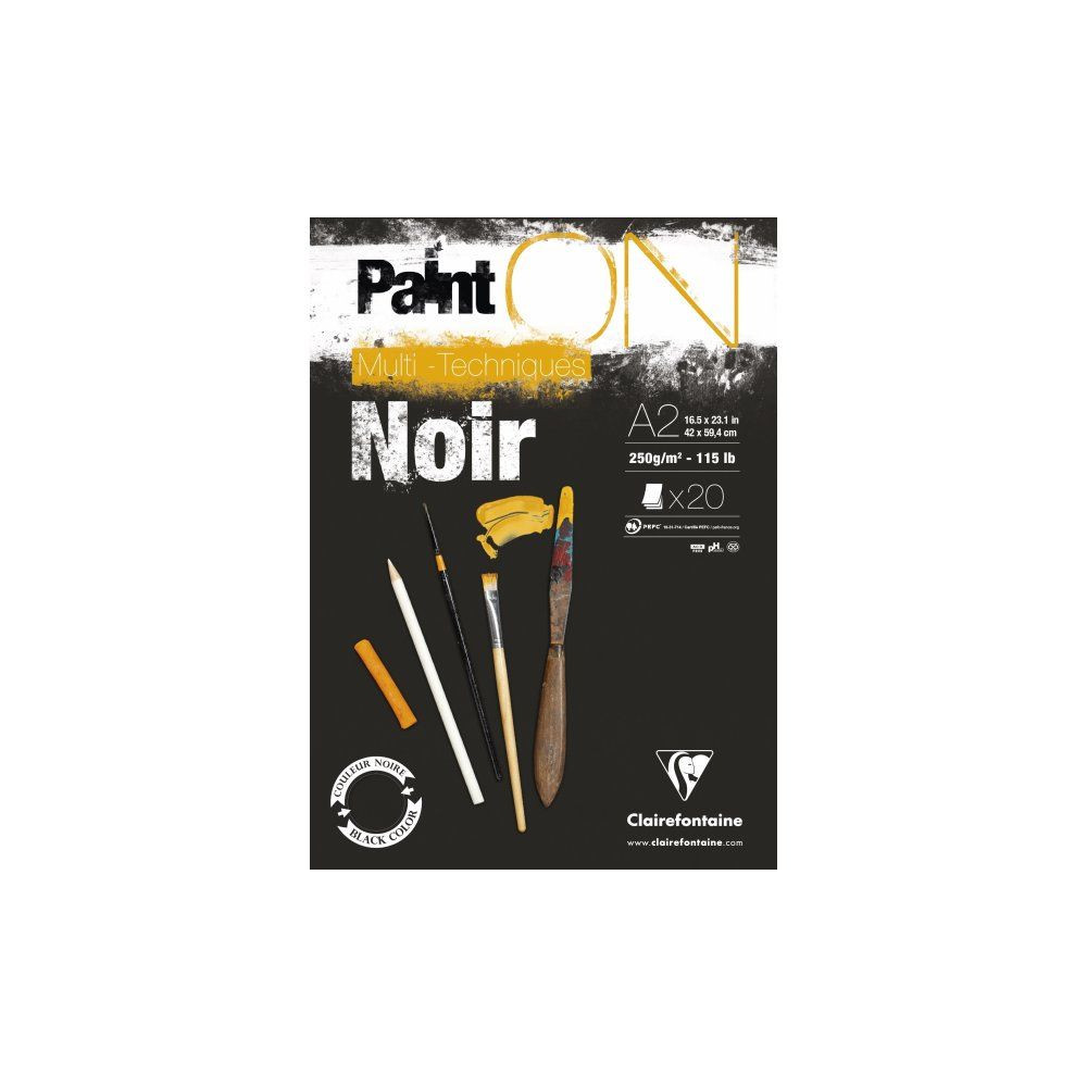 Produktbild för Paint-On Block A2 250 gram 20 ark svart papper, multiteknik,...