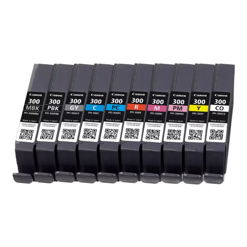 CANON Canon PFI-MBK/PBK/CO/GY/R/C/M/Y/PC/PM 10 Ink Cartridge Multipack - 10-pack - mattsvart, foto-magenta, röd, gul, magenta, foto-svart, foto-cyan, grå, cyan, kromoptimerare - original - bläcktank