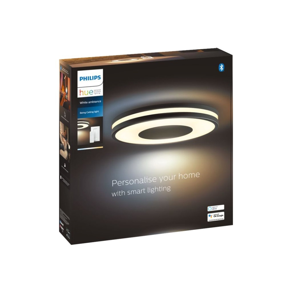 Produktbild för Philips Hue White ambiance Being - innertakslampa - LED - 22.5 W - varmt till kallt vitt ljus - 2200-6500 K - svart
