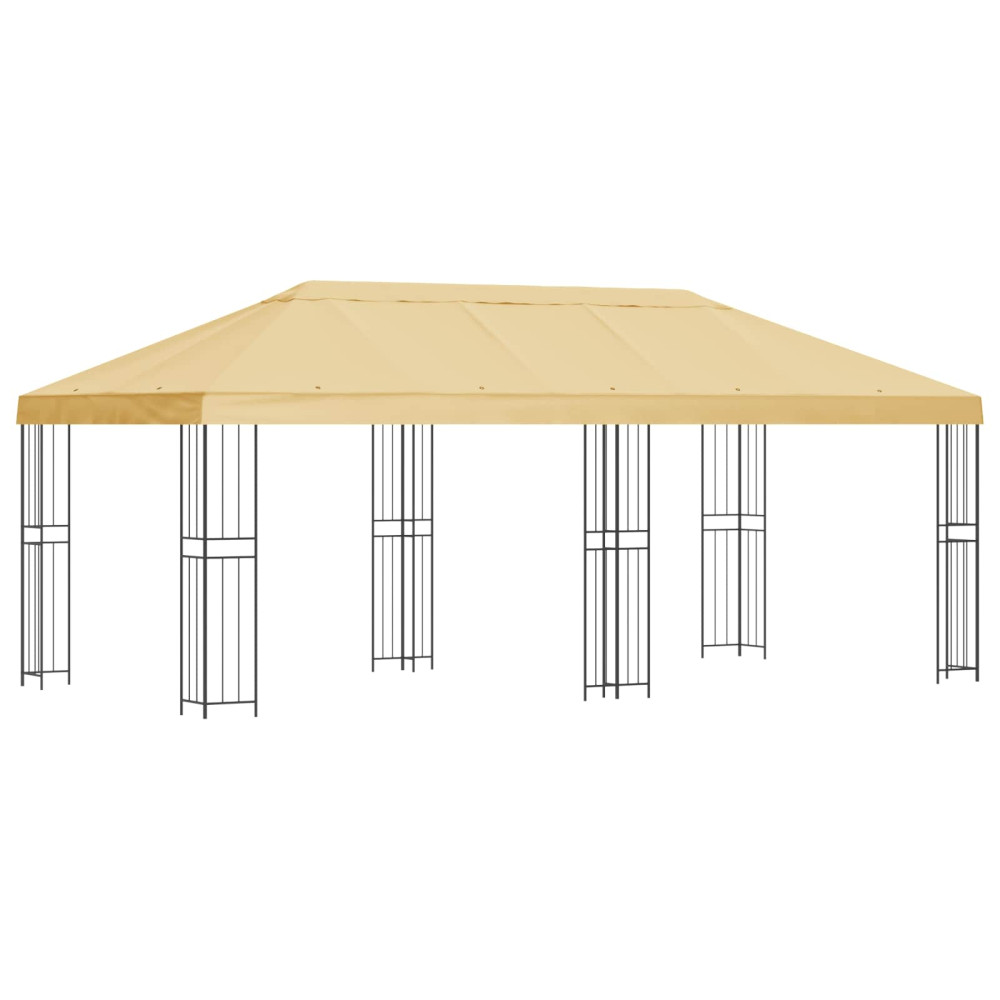 Produktbild för Paviljong med väggar 6 x 3 m Gräddvit Polyester och Stål 190